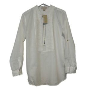 MICHAEL Michael Kors White Zip-Up Blouse, Size 10